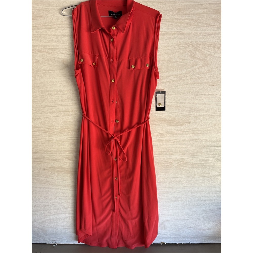 NWT Ronnie Nicole red sleeveless collared button-front dress Sz 16